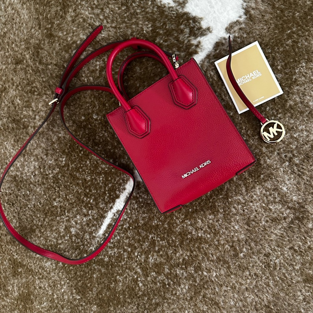 Michael Kors Red Leather Tote Bag